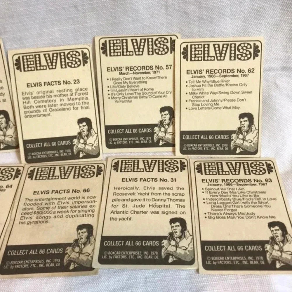 Vintage Elvis Presley Cards Collection 1978 10 cards Lot